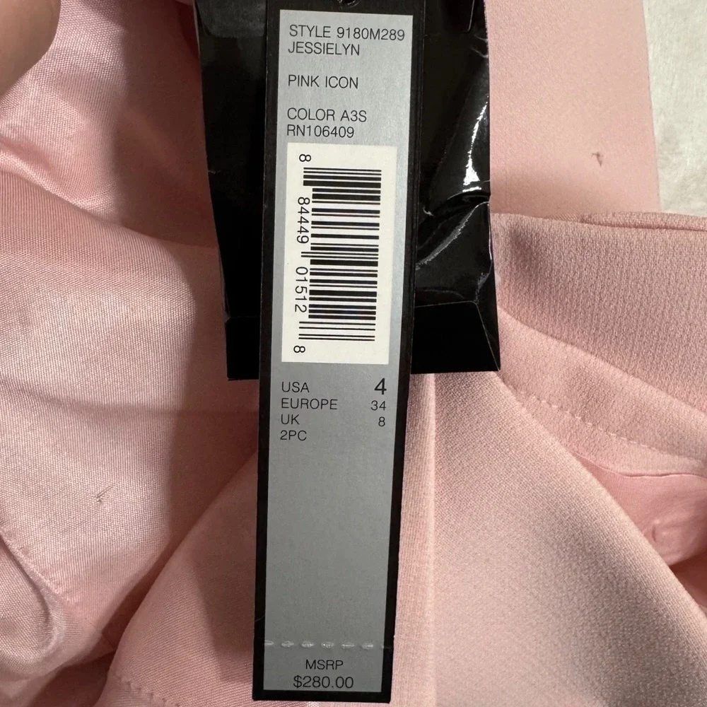 NWT Tahari ASL Pink Skirt Suit Size 6 4 Bow Collar Jacket Spring Pastel 2 Pc Set - Picture 6 of 16